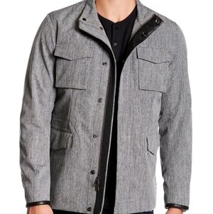 VINCE Modern Leather Trim Mens Field Utility Jacket/ Sz L